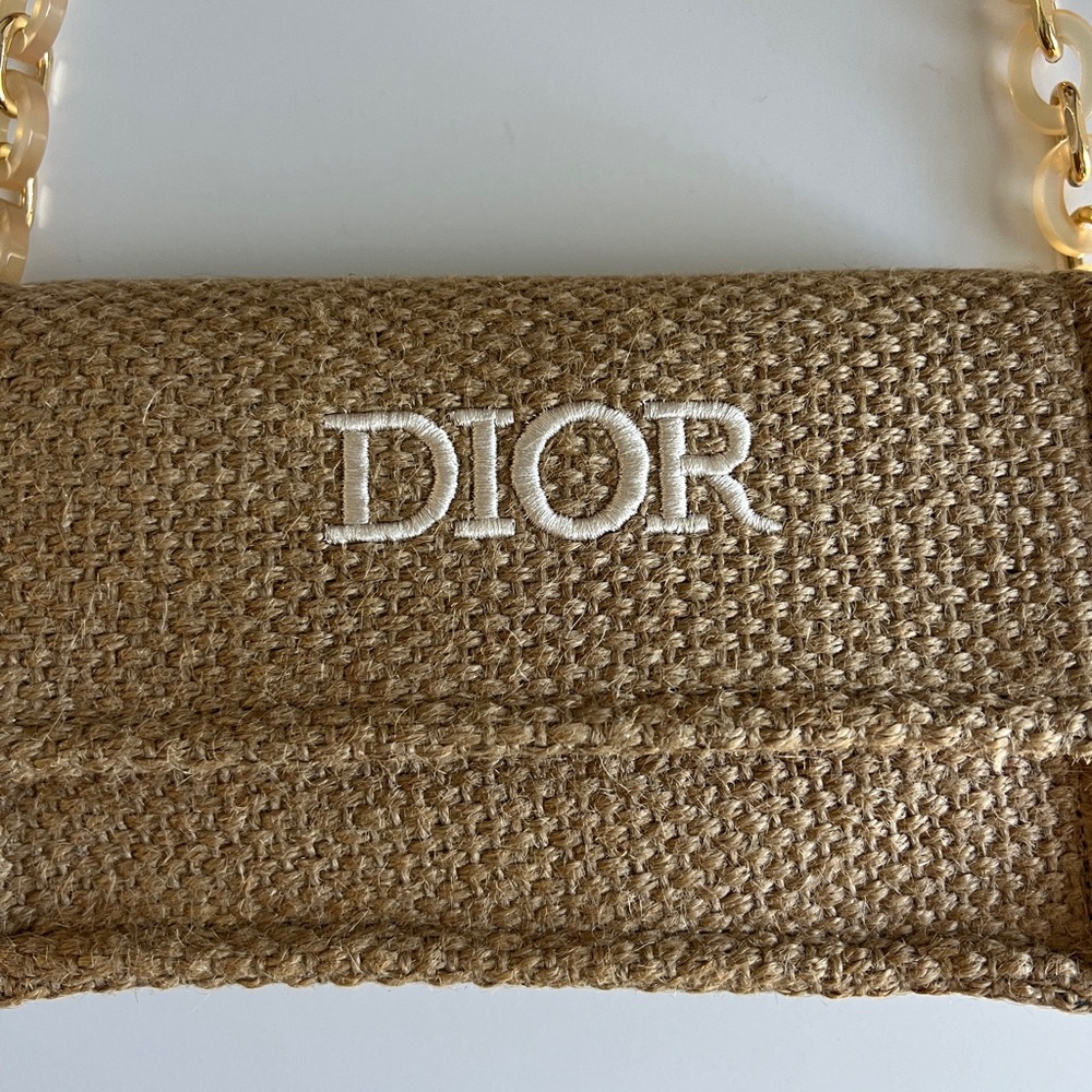 Dior Beige Woven Shoulder Bag with Acrylic Chain - Picture 3 of 16